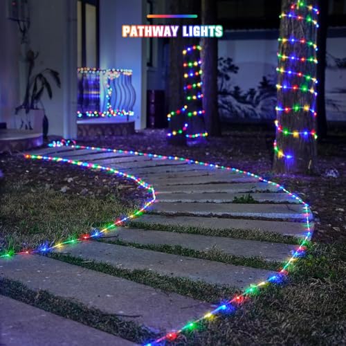Image of AERYS 100 LED Trampoline Accessories Solar Rope Lights,10 Meter IP 65 Waterproof Rope Lights Outdoor with 8 Modes, PVC Tube Solar Trampoline Lights for Fence Camp Yard Walkway Path Garden(Multicolor)