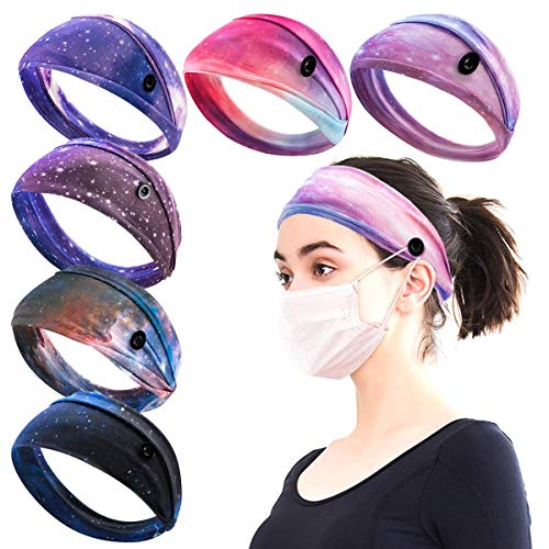 Weier 6pcs Outdoor Yoga Sports Non-Slip Elastic Headband Moisture Absorbing Sweat Headband Sports Headband 6 color Button Hair accessories Milk Silk Woven Star Button Headband Set