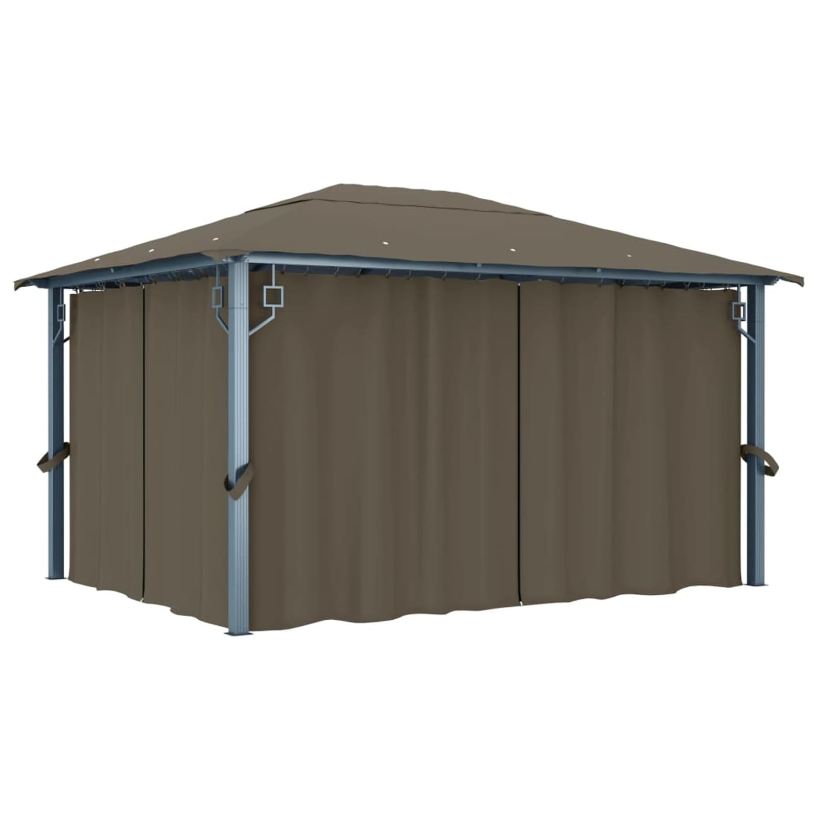 Gecheer Gazebo con Tende e Luci a LED, Gazebo per Esterno, Pergola con Tela, Gazebo da giardino, Gazebo per feste, Gazebo con Zanzariera, Padiglione 4x3m Tortora, Alluminio