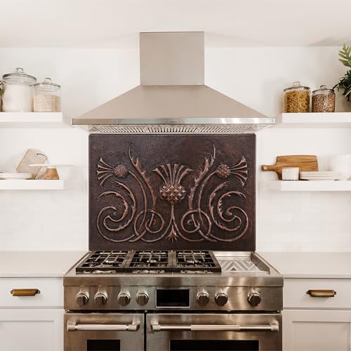 Kitchen Backsplash, Scottish Thistle Copper Backsplash, Custom Copper Backsplash Panel, Handmade Copper Backsplash Tile, Indoor Outdoor Wall Decor (Brown)