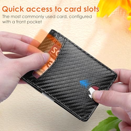 Slim Wallet for Men Leather Money Clip Mens Wallet RFID Blocking Front Pocket Bifold Carbon Fiber Credit Card Holder Minimalist Mens with Gift Box4