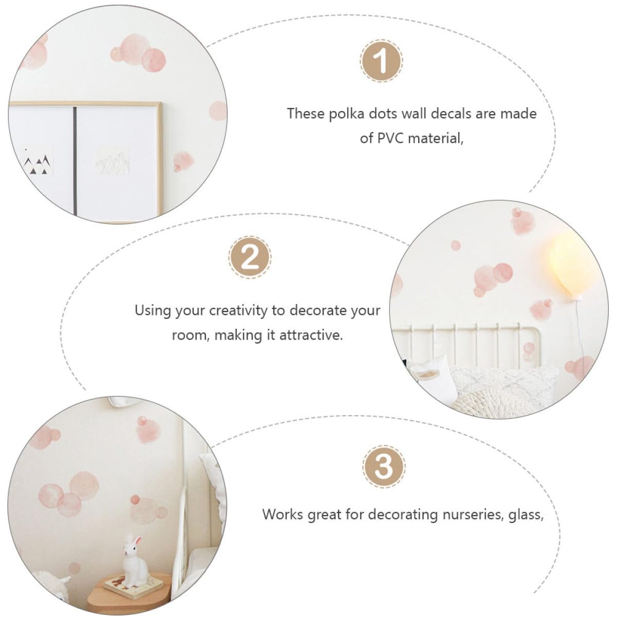Toyvian 4pezzi Adesivi Murali Rosa Pois Decorazioni Per Camera Dei Facili Da Applicare e Rimuovere Atmosfera Per Stanza Gioco e Nursery