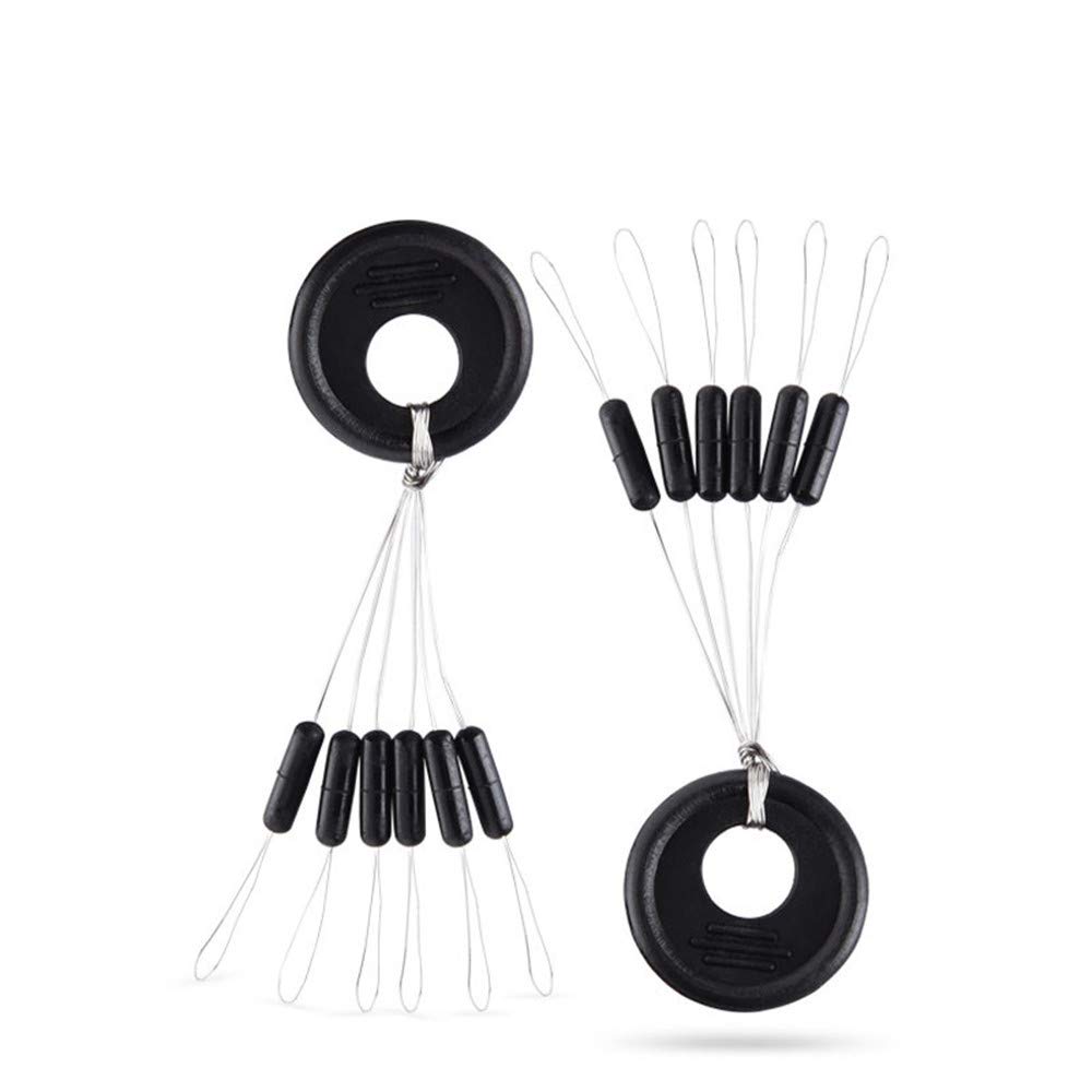Bobber stopper da pesca, 300 pezzi, 50 gruppi/set di perline in gomma nera, tappo galleggiante da pesca, Forma cilindrica., L