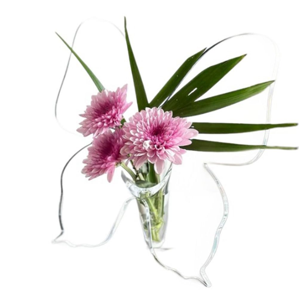 CTRLZS Modern Single Rose Vase-Butterfly Flower Vase-Clear Acrylic for Flowers Home Decor, Decorative Vases