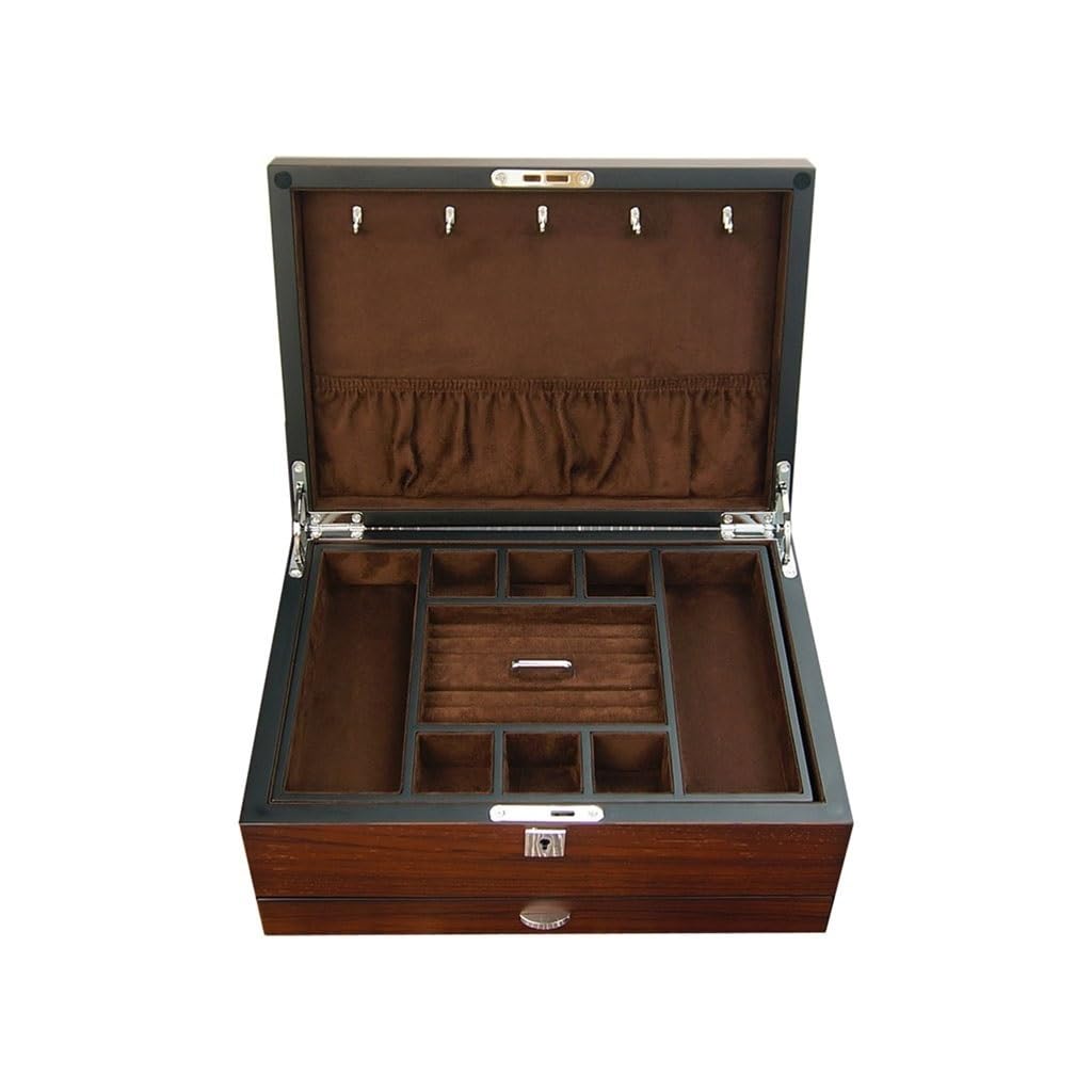 ANVLOJRIH Jewelery Box Jewelry Box Wooden Multi-layer Storage Jewelry Box Watch Storage With Lock Simple Jewelry Solid Wood Veneer Jewlery Box