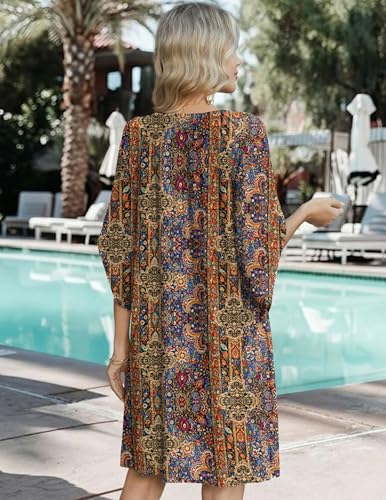 Image of Zeagoo Womens Summer Dress Casual Ruffle Tiered Floral Square Neck Sundresses Beach Boho Mini A-line Dress 2026 with Pockets
