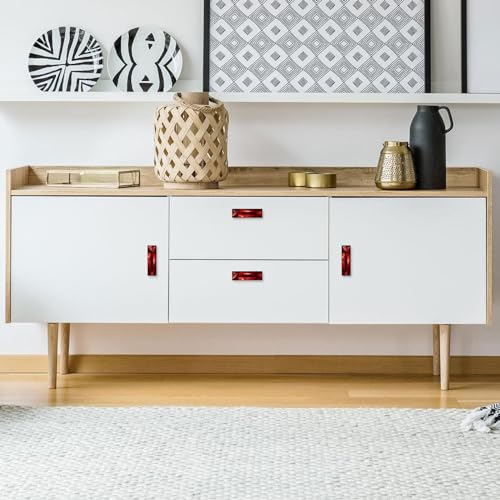 Bouton d'armoire rectangulaire rouge pour placard de cuisine et commode de chambre à coucher - 5