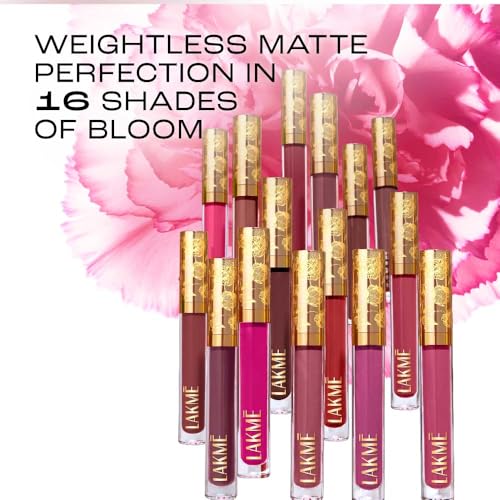 Image of Lakme Rouge Bloom Matte Lip Liquid Daring Dahlia 201-3.5ml (Pack of 2)