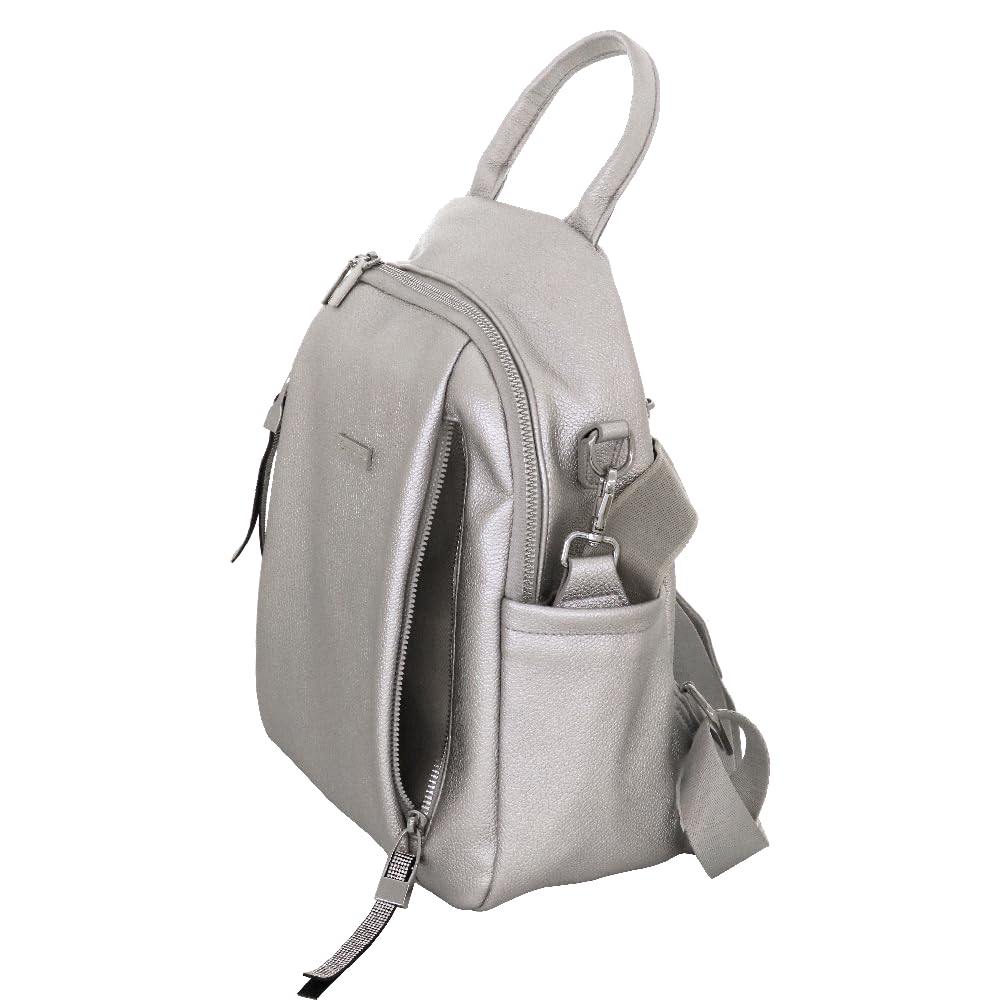 Camomilla Milano Zaino Casual Donna, Similpelle, Collezione Frizzy, Colore Argento