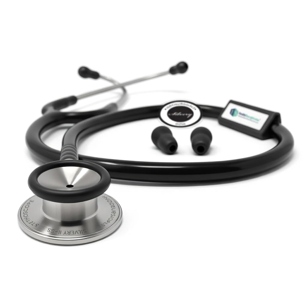 IS IndoSurgicals Silvery Ii-Ss Stethoscope (Black)-picture-35