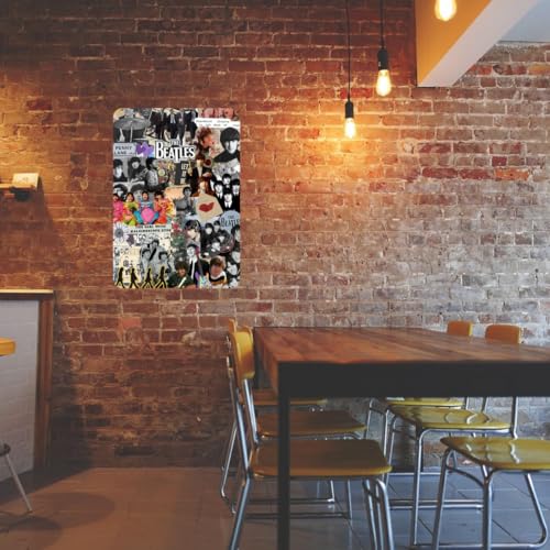 Image of Zesta Bathroom Decor Items Washroom Decor Tin Sign | Aesthetic Posters Wall Poster for Bedroom | Magnetic Cafe Decoration Items / Restaurant Decorations Items | Quirky Home Decor Bar Accent (Beatles (3))