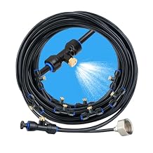 UNCO- Misting System, 59 FT, 20 Brass Mist Nozzles, 3/4" Brass Adapter, Misters for Outside Patio, Misting System for Patio, Garden, Greenhouse, Trampoline, Porch