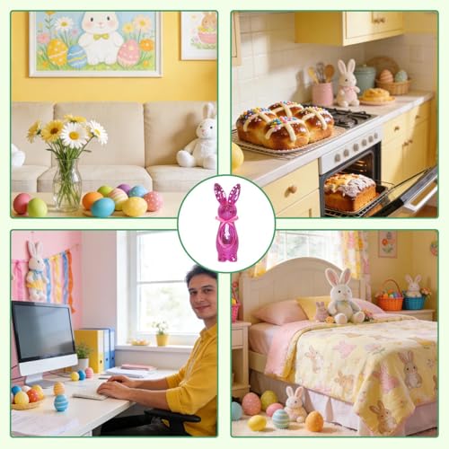 Lapin disco réfléchissant pour déco de Pâques et centre de table - 5