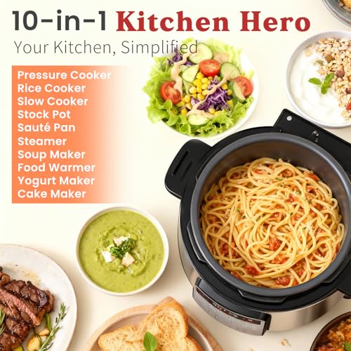 Image of Fullwill 8QT Electric Pressure Cooker Max, 1200W Fast Cooking, 12-in-1 Multi-Use Programmable with Ceramic Non Stick Pot for Saute, Slow Cook, Steam, Yogurt, Ideal for Family Meals & Gatherings