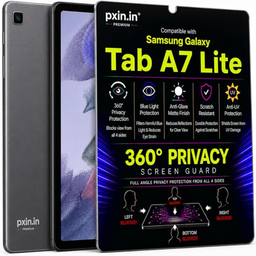 Image of Pxin 360 Pro Privacy Screen guard compatible with Samsung Galaxy Tab A7 Lite | Anti Glare | Anti UV | Anti Blue | Anti Reflection | Privacy Filter | Unbreakable Build