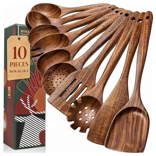 Wooden Spoons for Cooking,10 Pcs Natural Teak Wooden Kitchen Utensils Set Wooden Utensils for Cooking Wooden Cooking Utensils Wooden Spatulas for Cooking (10)