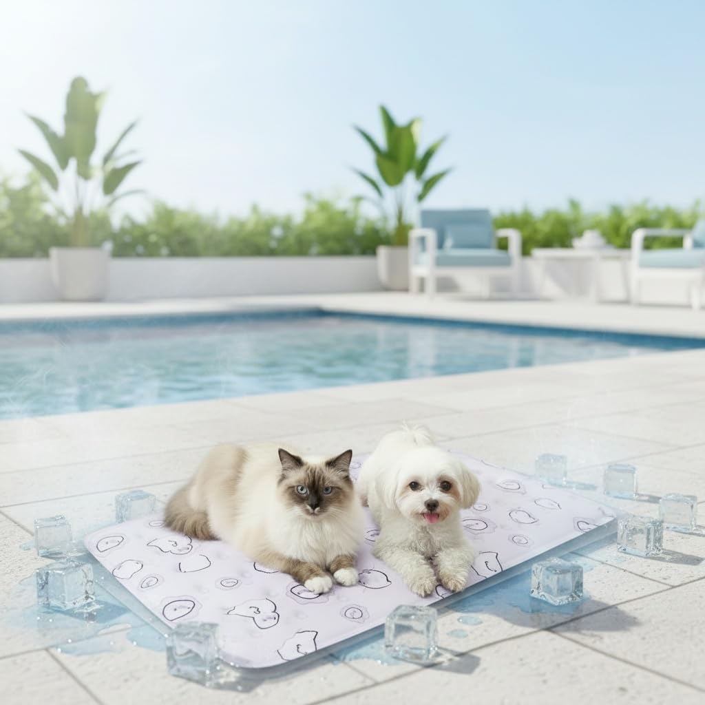 Pet Cooling Mat for Dogs & Cats - Self-Cooling Gel Technology, No Freezing Needed, Extra Thick & Chew Resistant for Summer Use