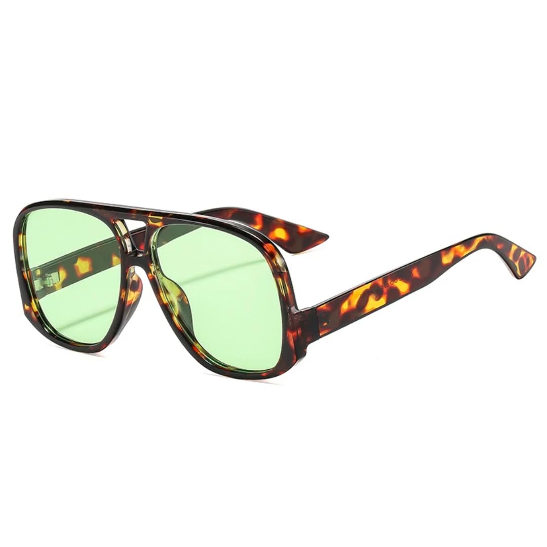 Lunettes de soleil rétro UV400 unisexes style vintage vert léopard - 8