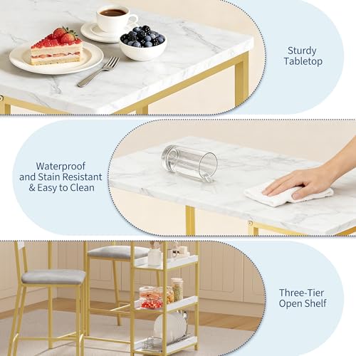 Mesa de bar que ahorra espacio con taburetes para comedor pequeño 5