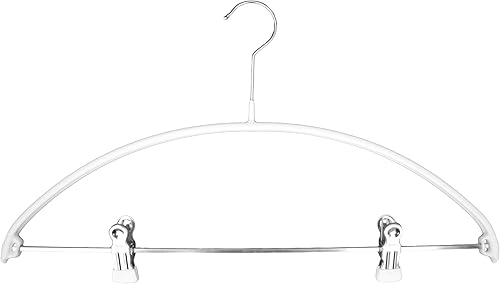 Mawa by Reston Lloyd - Percha europea de metal antideslizante, soporte de hombro suave y clips ajustables para pantalones, juego de 5, color blanco