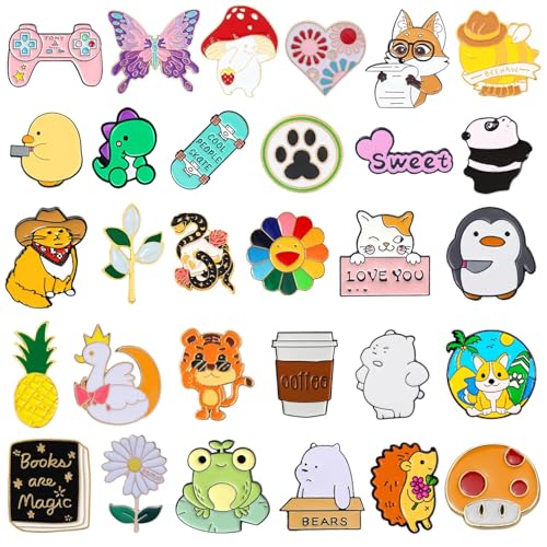 20/30/60/100 Mixed Enamel Pins for Backpacks,Hat Cute Funny Button Pins Bulk Set,Cartoon Plant Aesthetic Brooch Lapel Backpack Pins for Hats Women Girls Cloths Decoration3