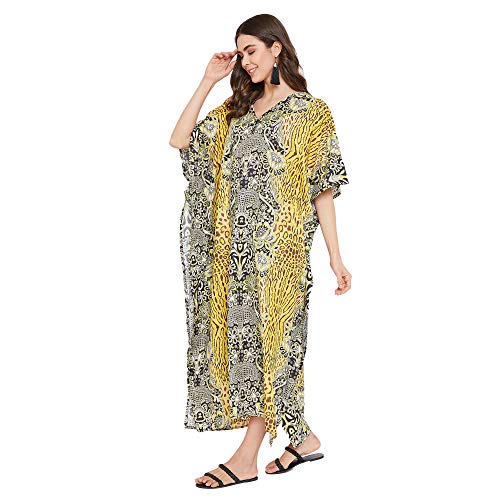 Image of Oussum Women Kaftan Plus Size Polyester Summer Lightweight Caftan Swimsuit Cover Ups Maxi African Mumu Lounge House Dress