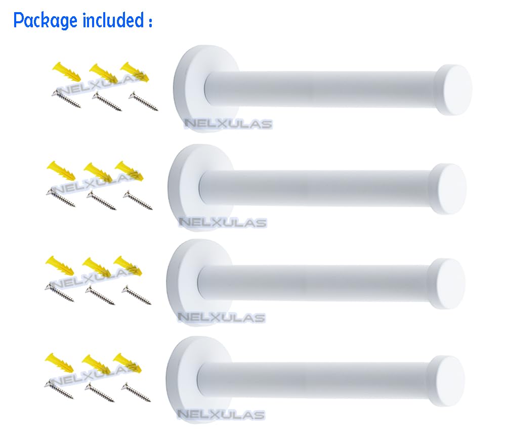 NELXULAS Classic White Stainless Steel Single Super Heavy Duty Wall Mount Hook, Coat Hanger, Bath Towel Hooks (6