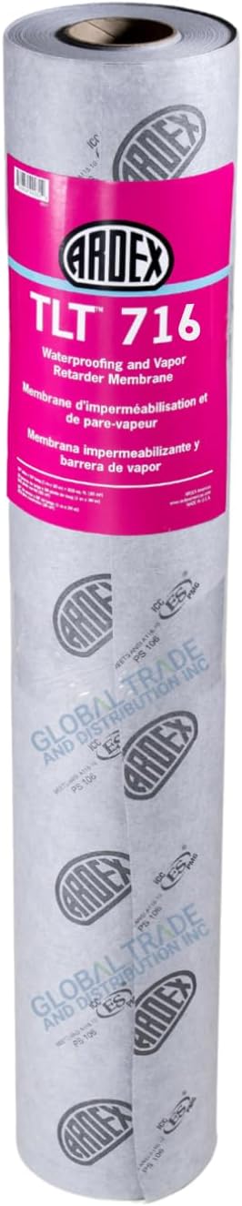 ARDEX TLT 716 Waterproofing Vapor Retarder Membrane 108 Sq Ft Roll (3.3 Ft x 33 Ft) for Ceramic Tile and Stone Tile, Flooring Underlayment for Commercial Steam Showers