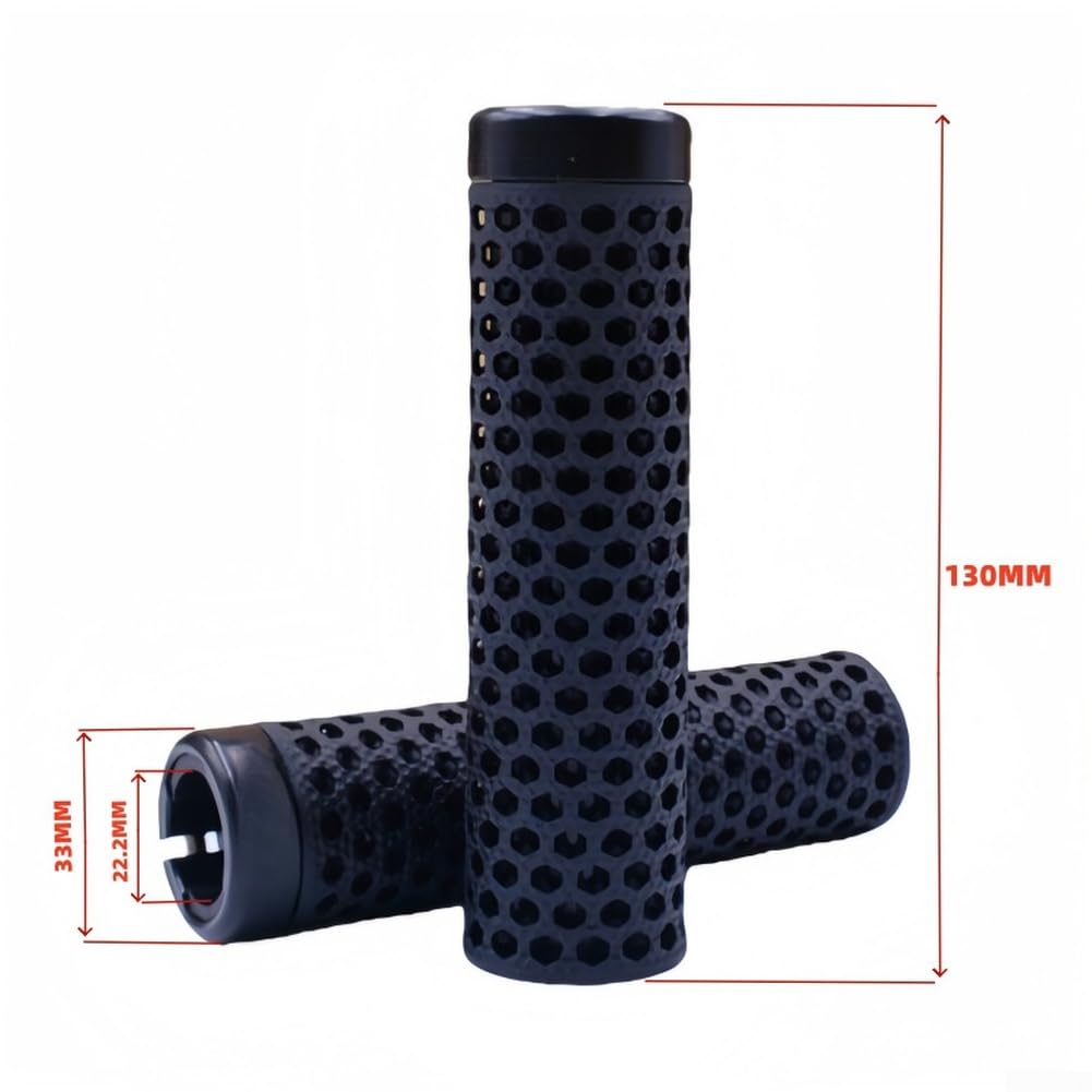 Manopole ergonomiche per manubrio di mountain bike, stampate in 3D, traspiranti, assorbenti, con anelli di bloccaggio, per barre di diametro 22,2 mm, confezione da 2, colore: nero