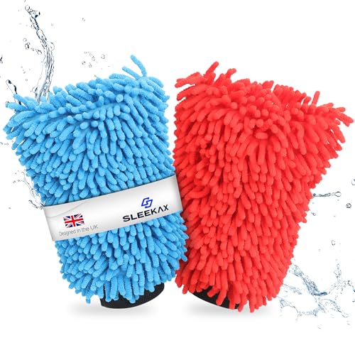 SLEEKAX Microfibre Car Wash Mitt - 2 Pack