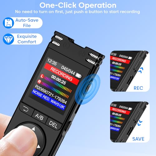 Image of Sounce 32GB Voice Recorder Device with AI Noise Reduction Mp3 Player with Earphones Compatible with Meetings Lectures One Click Recording Upto 50 Hours WAV Format Built in Mic Audio Recorder (Black)