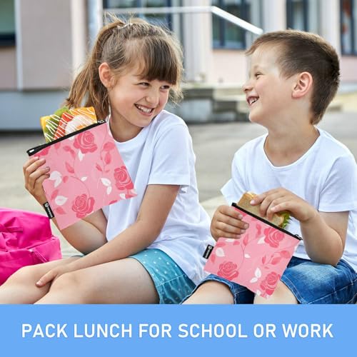 Bolsas reutilizables para snacks pack de 3 con diseño floral miniatura 6