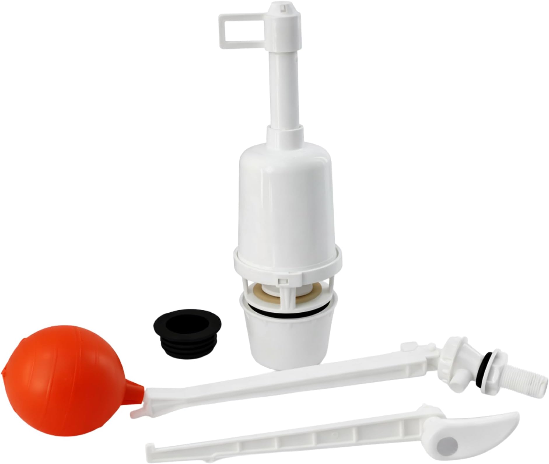 New Wareยฎ PVC Flush Tank Syphon Kit Full Set with Ball Cock Lever Handle & Outlet Washer | Toilet Flush Cistern Repair Kit | Single Flush Tank Replacement Parts | Universal Bathroom Toilet Accessories