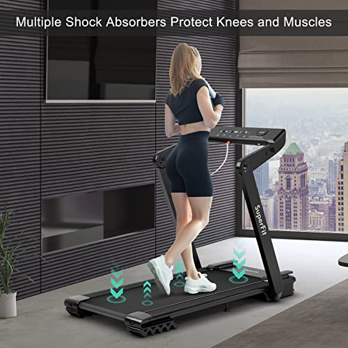 Image of GYMAX Folding Treadmill, 4HP Running Machine with LED Touch Screen, Smart APP Connection, Free Installation Fitness Workout Treadmill for Home Gym