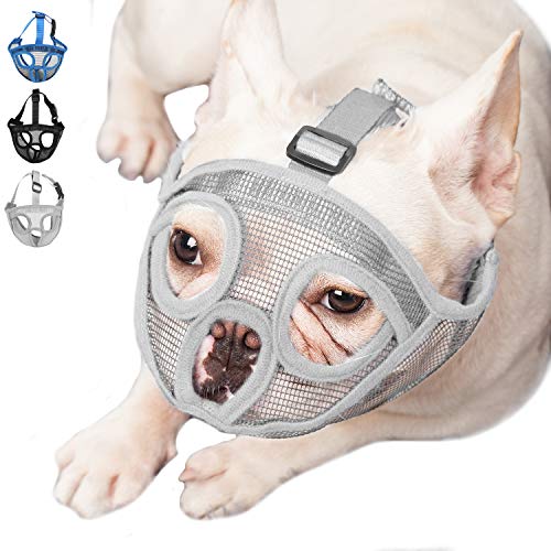 ILEPARK Bozal para Perros de Hocico Corto, Bozal de Bulldog Anti-Mordiscos y...