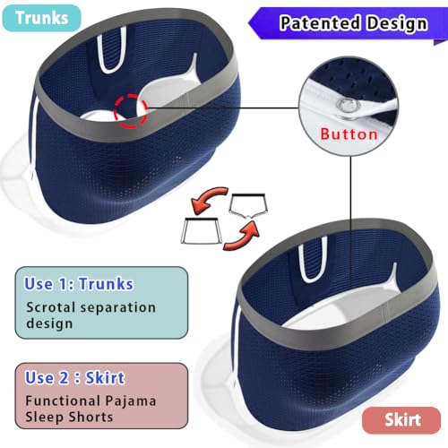 Men's Separate Boxer Trunks Functional Underwear Pajama Sleep Shorts, Pants and Skirts Can be Switched3