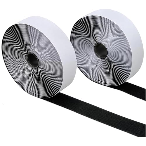 WGLILO 1.5 Inch x 30 Feet Hook and Loop Strips with Adhesive, Double Sided Nylon Self Adhesive Tape for Home Office School and Crafting, Prevent Sofa Cushions, Mats, Mattresses from Sliding, Black