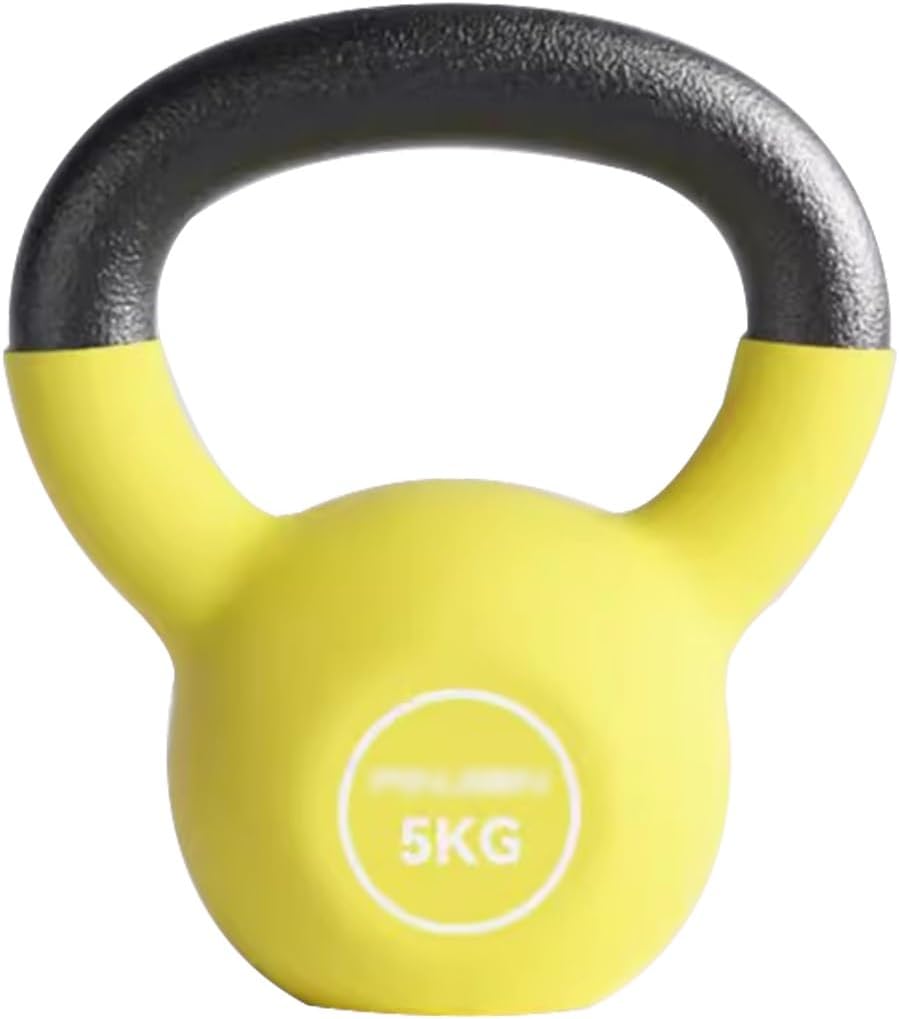 Kettlebell Weights for Women Men's Strength Training Competitive Kettle Bells, One-piece Plastic Dipping Cast Iron Kettle Ball, Home/Gym, Squat/Swing/Deadlift(Yellow-5kg)