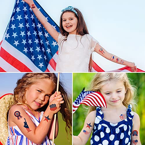 4Th Of July Temporary Tattoo Independence Day American Flag Red White Blue Design Body Art Patriotic Stickers For Theme Party Memorial Day Labor Day Celebrations Decor Supplies（10 Sheets） #TOP4