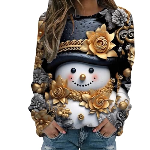 Weihnachts-Sweatshirt für Damen, lustig, grafisch, Schneemann,...