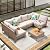 JOYURE 7 Piece Wicker Patio Furniture Set,Outdoor Conversation Sectional Sofa w/Coffee Table,All-Weather Outdoor Sofa with Thick and Anti-Slip Cushions for Deck,Poolside,Garden,Beige