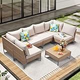 JOYURE 7 Piece Wicker Patio Furniture Set,Outdoor...
