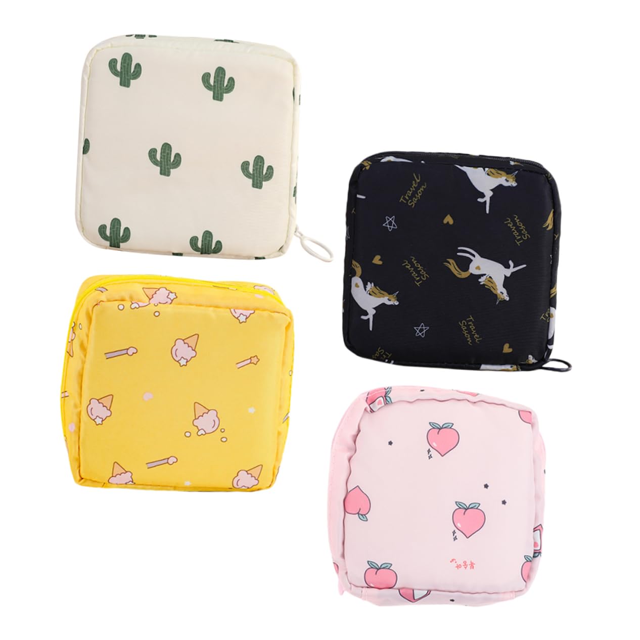 Didiseaon 16piezas Bolsa Portátil Para Menstruación Organizador De Compresas Sanitarias Para Chicas Adolescentes y Uso Diario Incluye Diseños De Cactus Corazones Helados