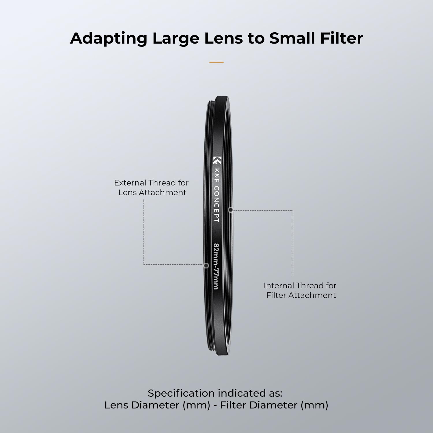 K&F CONCEPT 11 Pieces Metal Step Down Filter Adapter Rings Set, for Large Size Lens Add Small Size Filter 67-62mm 72-67mm 77-72mm 82-77mm for Camera Lens