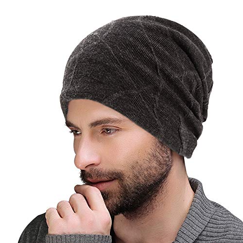 Amokee Wintermütze Strickmütze Warme Herbst Winter Slouch Beanie Warme Unisex Wintermütze Strickmütze Wollmütze mit Flecht Muster Sehr Weichem für Herren Damen