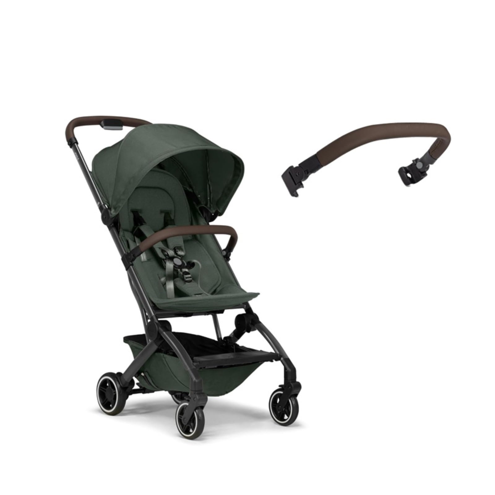 Rail Barra para Cochecito Pasamanos Protector Soporte con Curvatura Ergonómica y Anclajes en PU Cuero para Sujeción Adecuado para Paseos Diarios Trayectos Uso Familiar, Array, Marrón