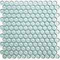 Penny Round Glass Mosaic Tile 1”x1” – 5 Sq Ft - Box of 5 Tiles – Glossy Finish, Waterproof, Easy Install Mesh-Backed Tile for Kitchen Backsplash, Bathroom, Shower, Wall, & Decor - Aqua
