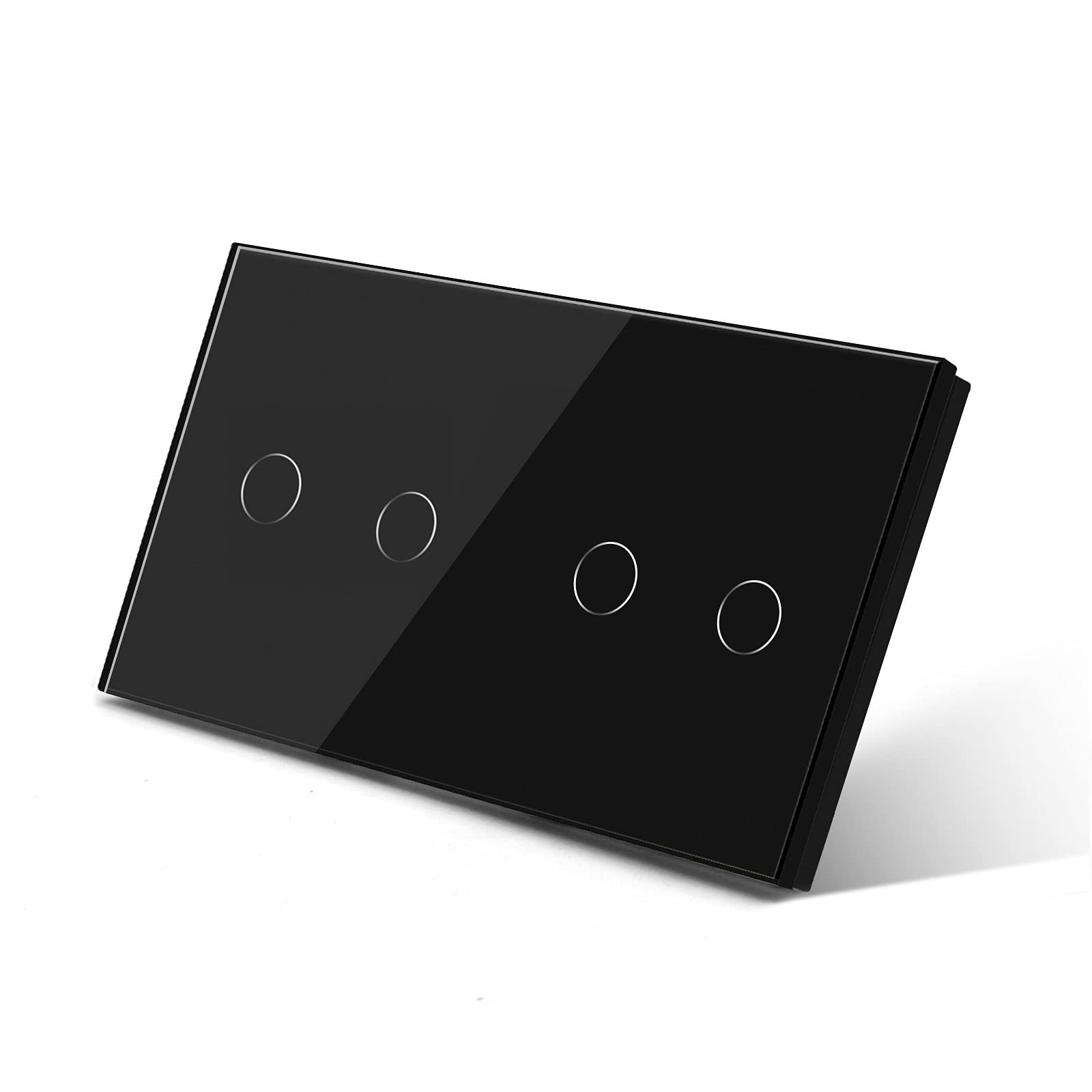 Smart 4 Gang 1 Way Wall Touch Switch No Neutral Backlight Multicolor Glass(Black)