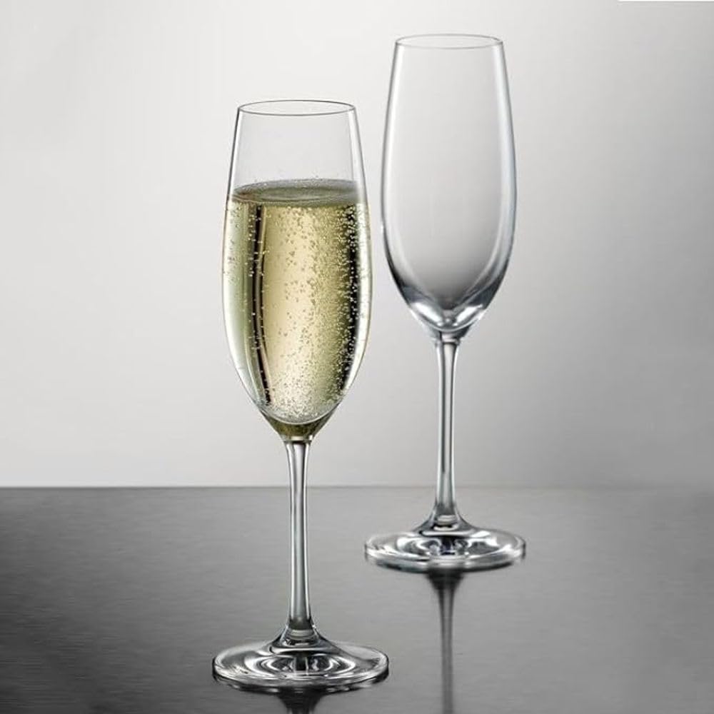 foresta Luxurious Stemmed Champagne Glasses Set of 6 (170ml), Sparkling Wine Glasses Set for Home Party || Wedding || Anniversary || Birthday || Christmas