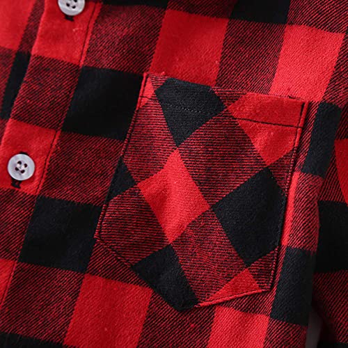 Yinggeli Boys Girls Plaid Shirts Long Sleeve Button Down Flannel Dress Shirts 2T - 8T(E001,7 Years) #TOP5